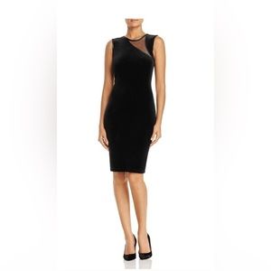 Black velvet form fitting Tahari dress